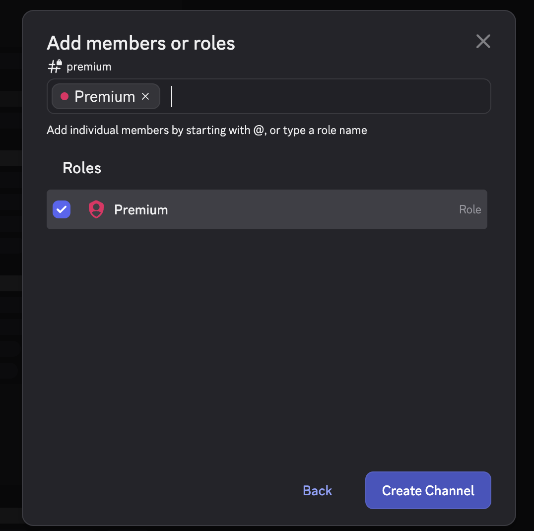 private channel creation