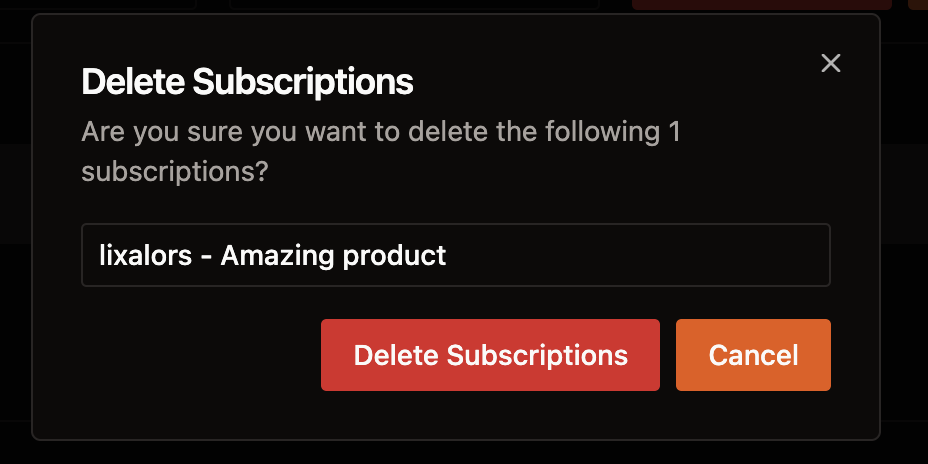 delete subscription