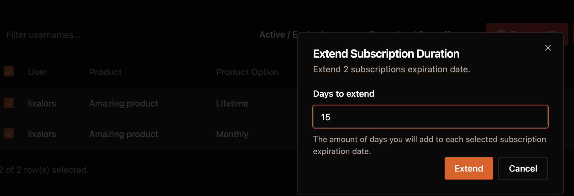 extend multiple subscriptions