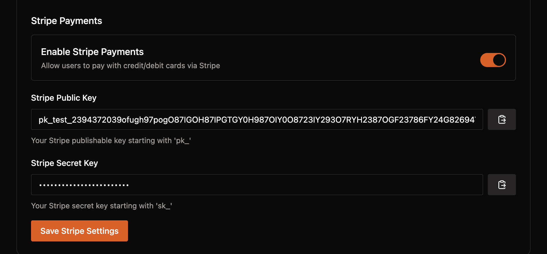 Saved Stripe keys in Subscord