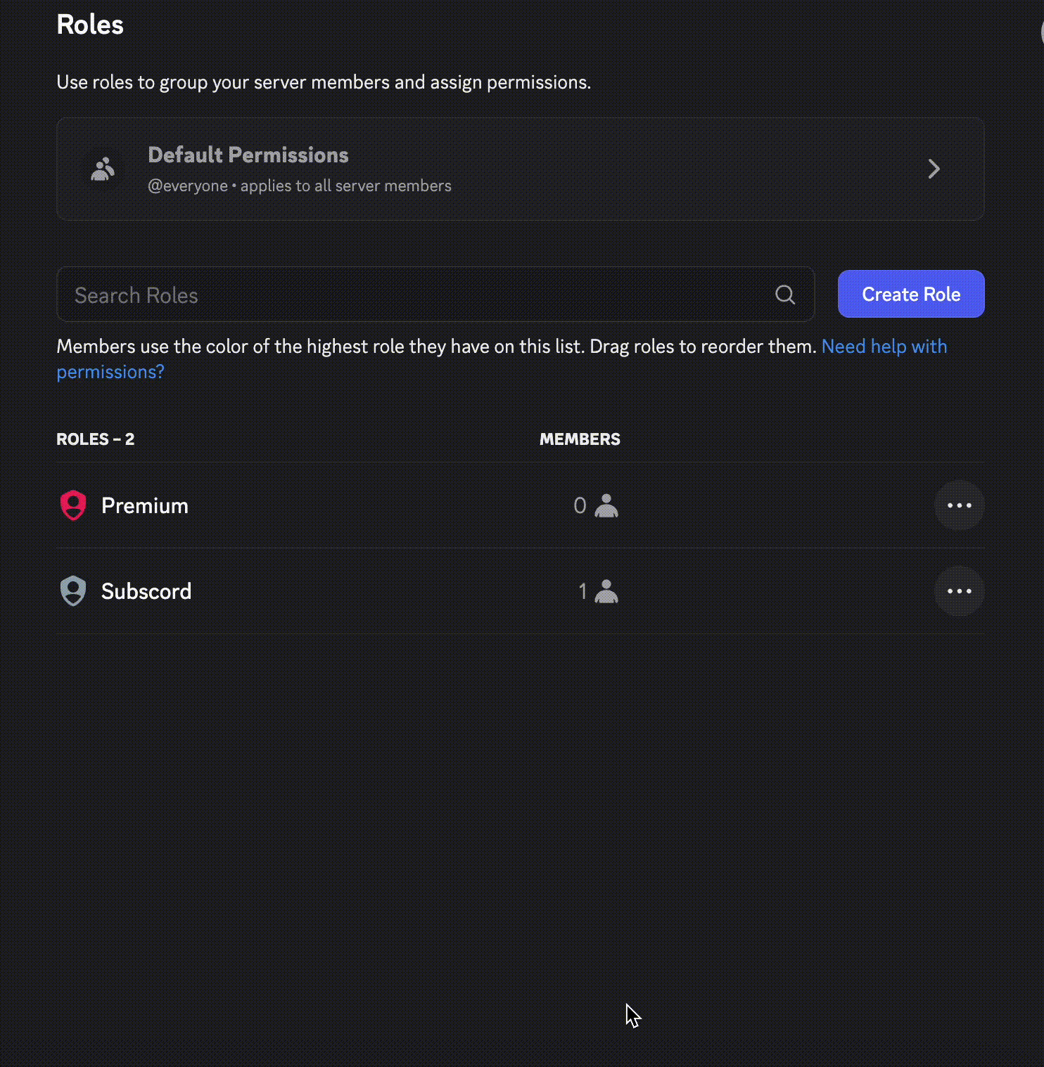 Move Subscord role up in Discord
